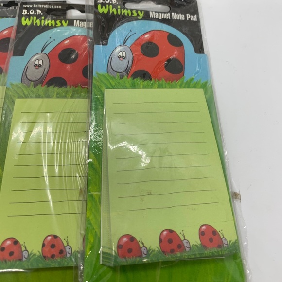 Magnet Note Pads & Magnetic Clips Lot B.O.P. Whimsy  LADYBUGS - Picture 2 of 4